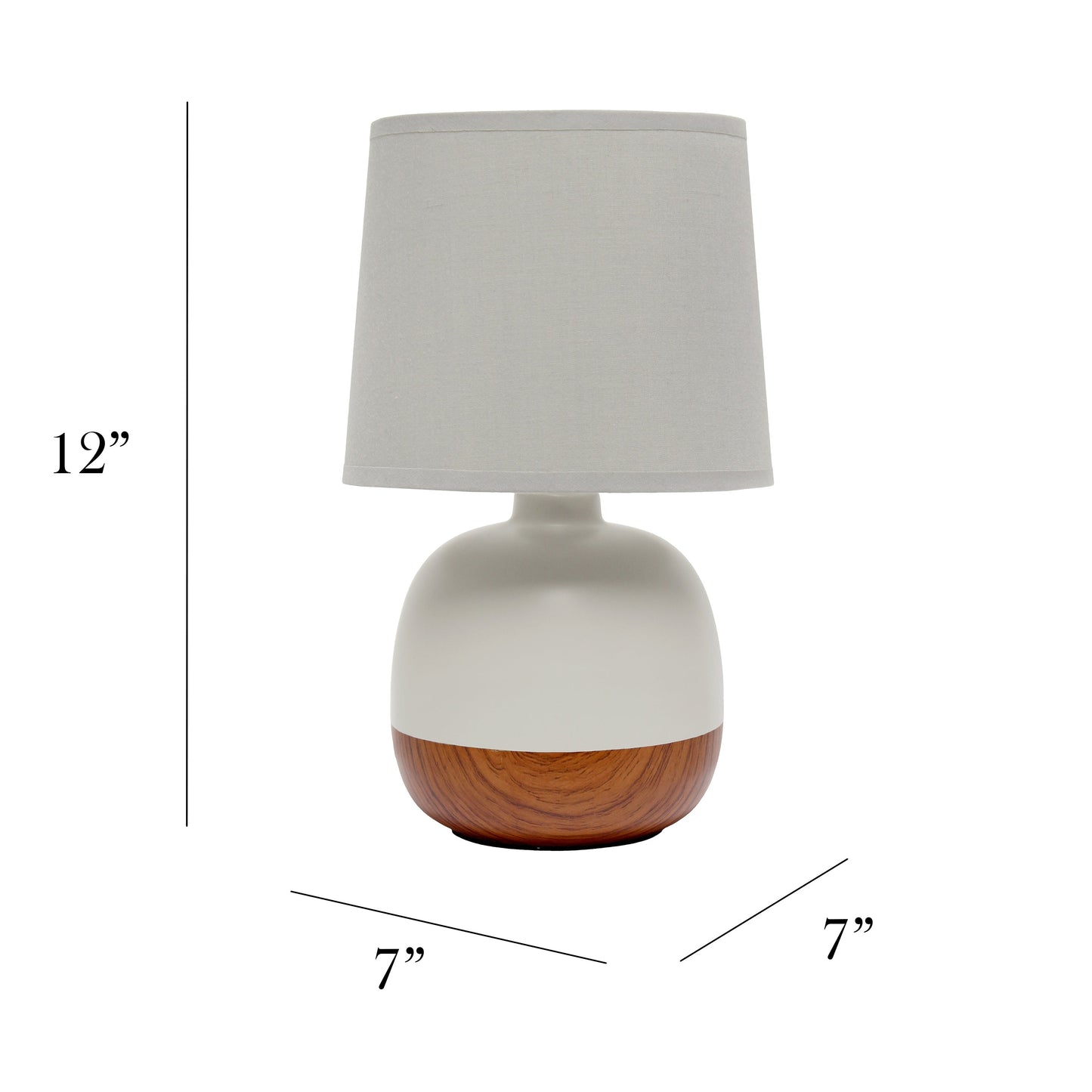 All The Rages Simple Designs Dark Wood & Light Gray Petite Mid Century Table Lamp