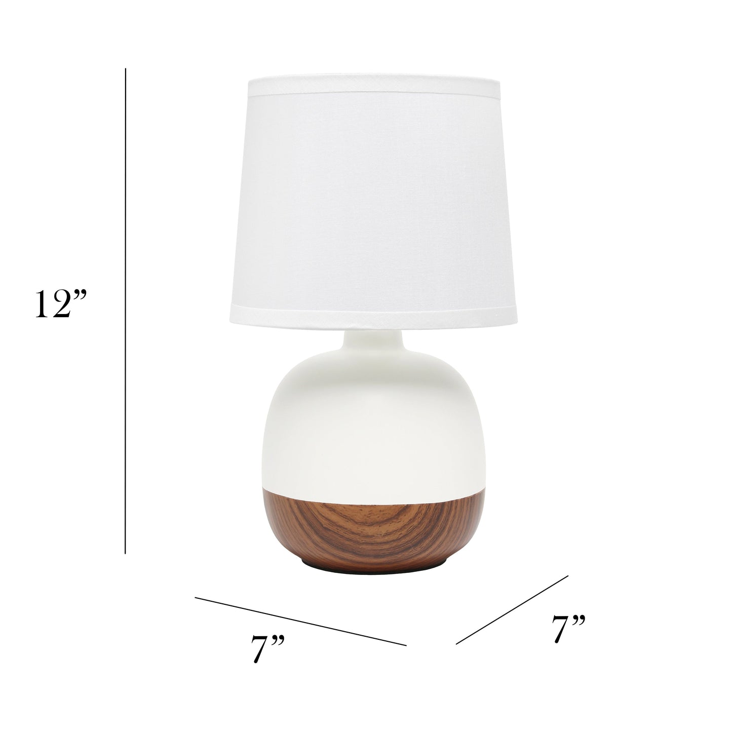 All The Rages Simple Designs Dark Wood & Off-White Petite Mid Century Table Lamp