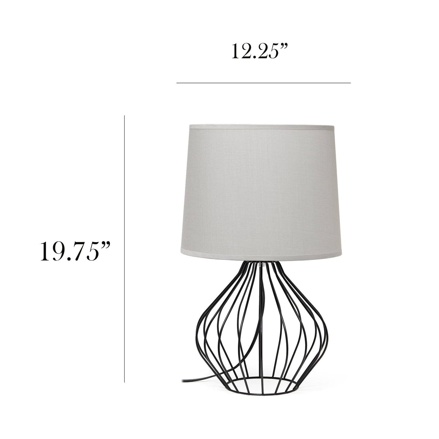 All The Rages Simple Designs Gray On Black Geometrically Wired Table Lamp