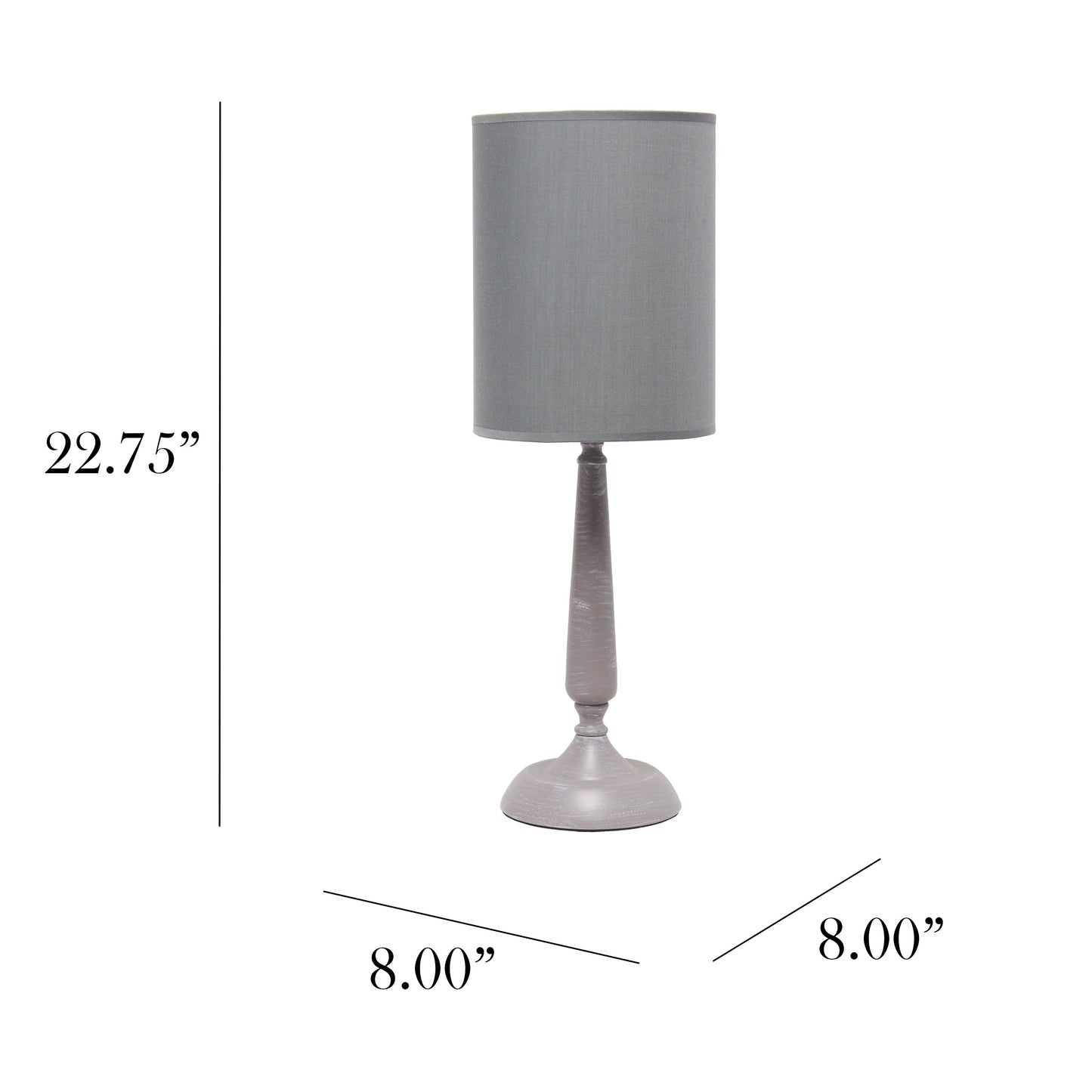 All The Rages Simple Designs Gray Wash Traditional Candlestick Table Lamp