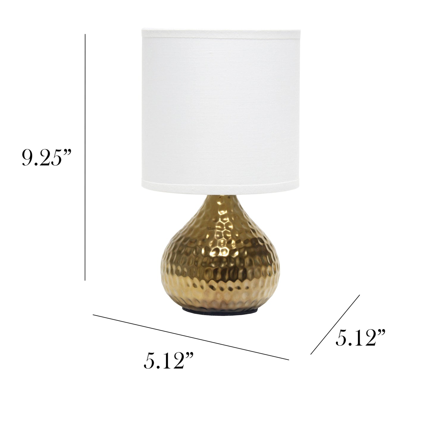 All The Rages Simple Designs Hammered Gold Drip Mini Table Lamp With White Shade