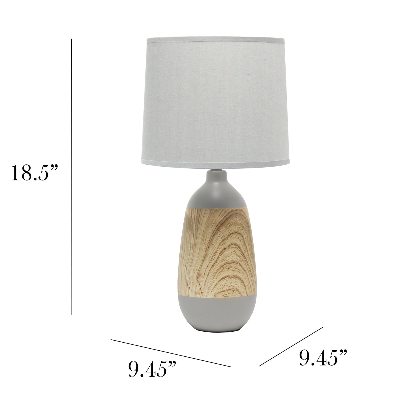 All The Rages Simple Designs Light Wood & Gray Ceramic Oblong Table Lamp