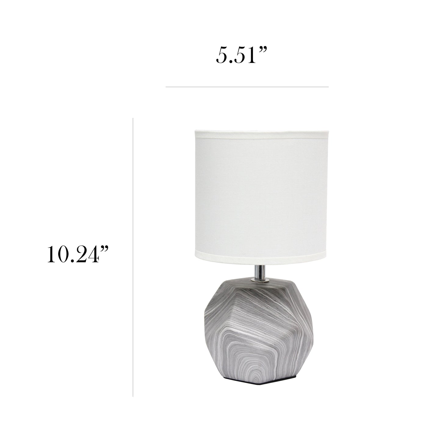 All The Rages Simple Designs Marbled Round Prism Mini Table Lamp With Matching Fabric Shade