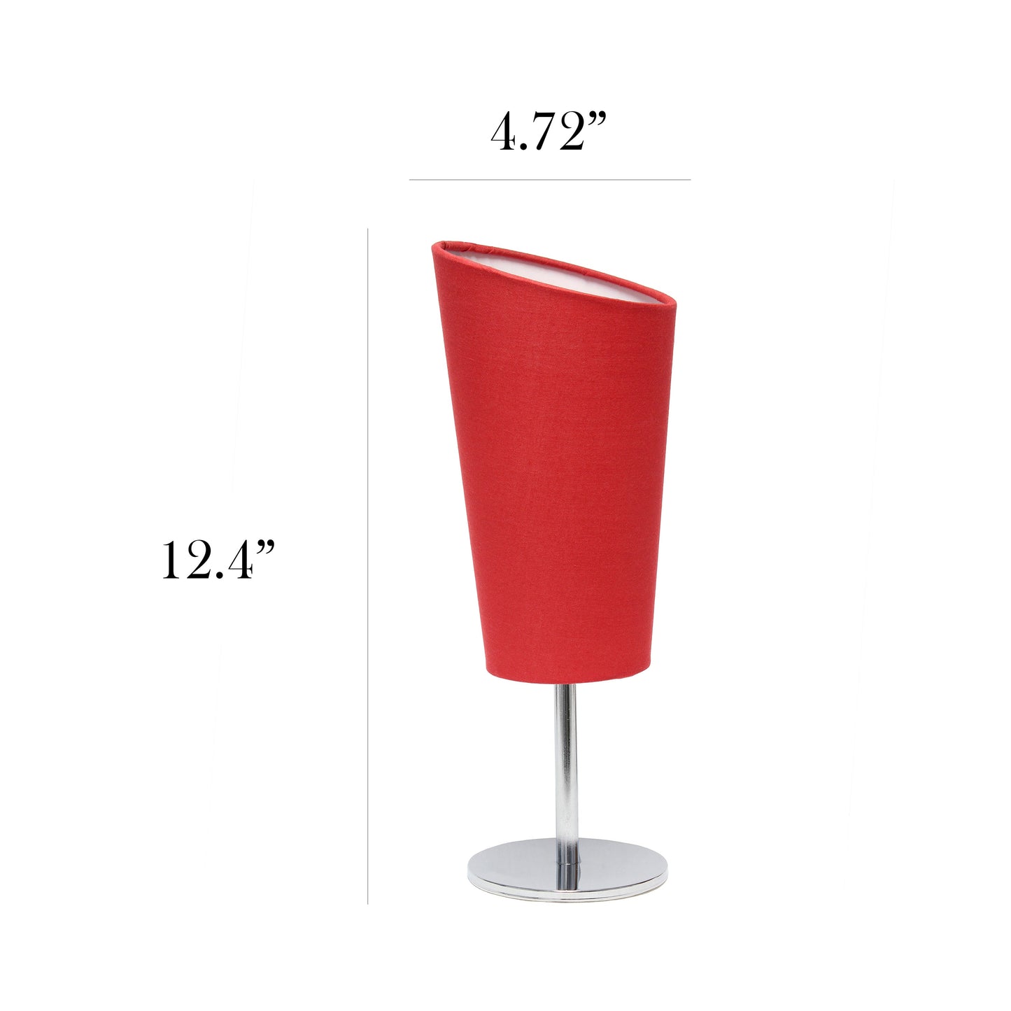 All The Rages Simple Designs Mini Chrome Table Lamp With Red Angled Fabric Shade