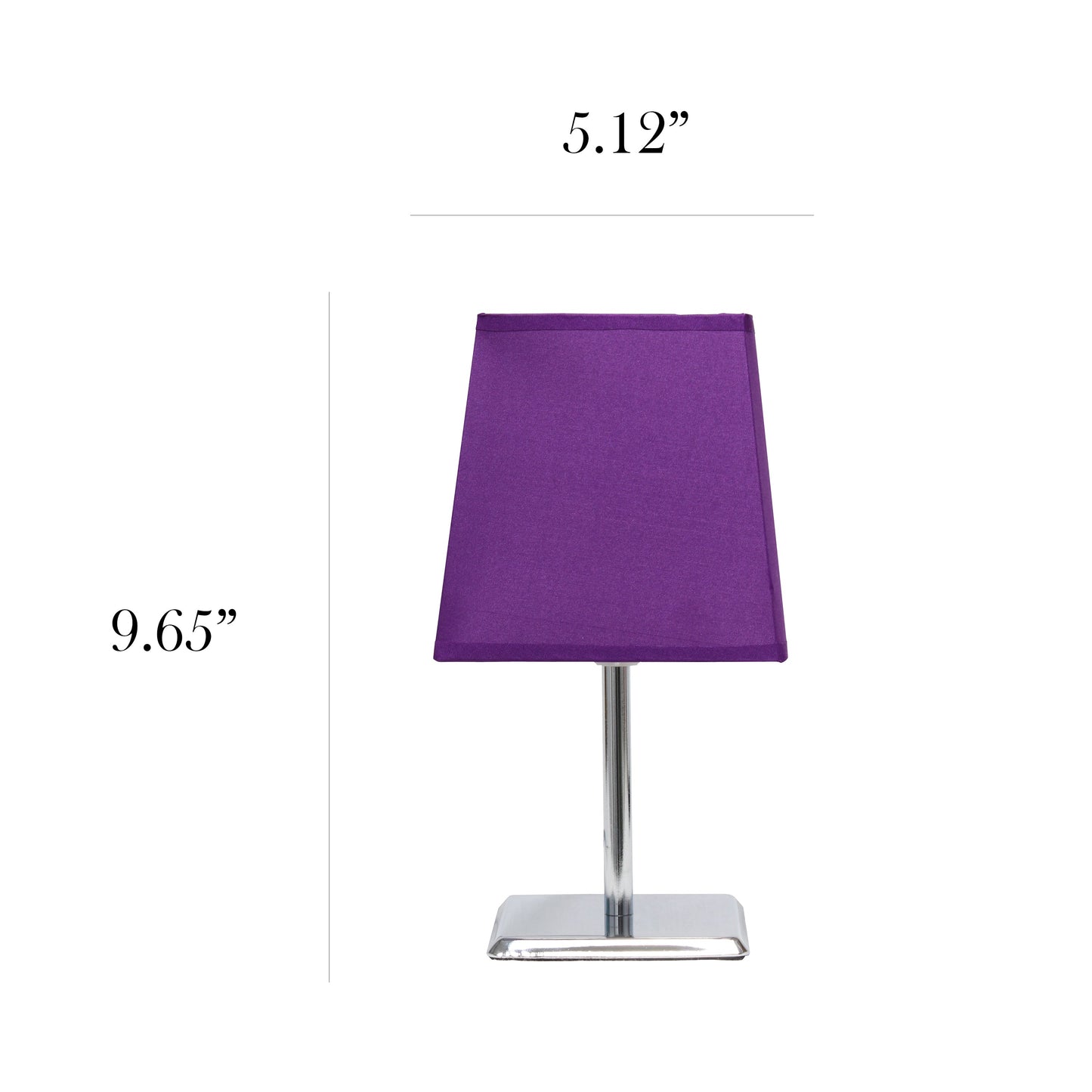 All The Rages Simple Designs Mini Chrome Table Lamp With Squared Purple Empire Fabric Shade