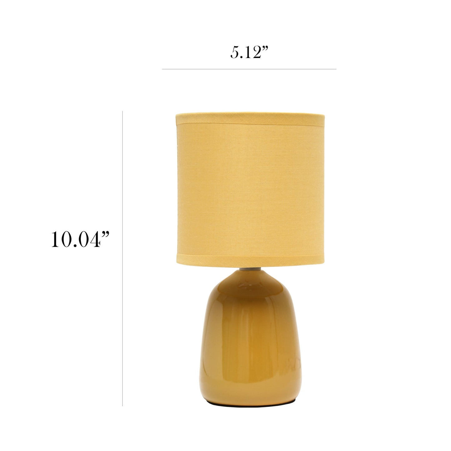 All The Rages Simple Designs Mustard Yellow 10" Ceramic Table Lamp With Matching Fabric Shade