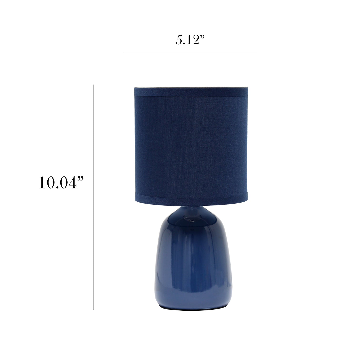 All The Rages Simple Designs Navy 10" Ceramic Table Lamp With Matching Fabric Shade