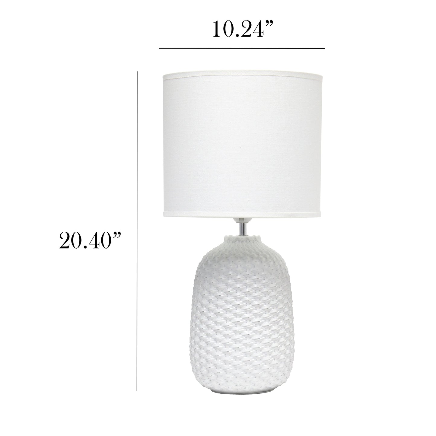 All The Rages Simple Designs Off White 20" Ceramic Purled Texture Table Lamp With White Fabric Drum Shade