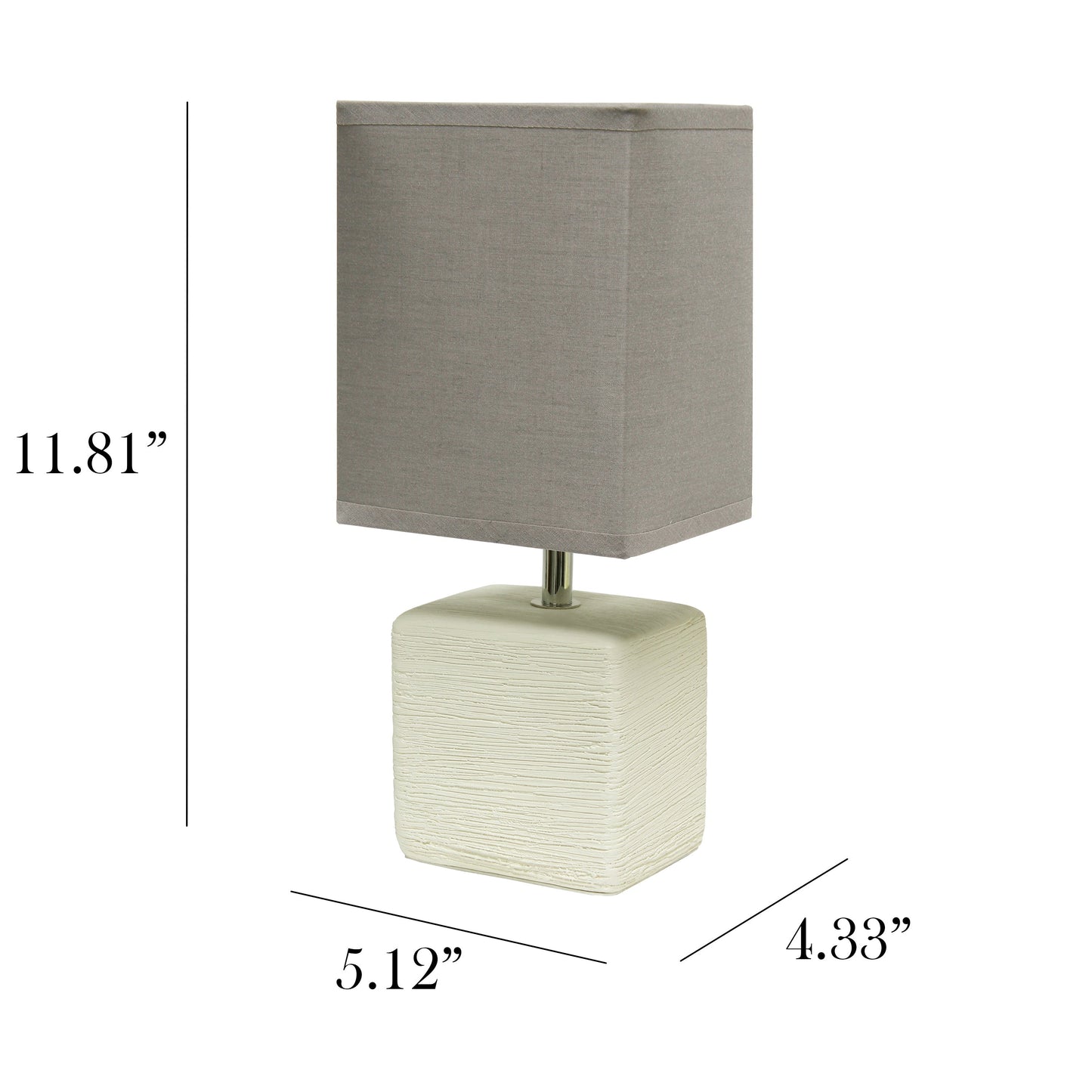 All The Rages Simple Designs Off-White Petite Faux Stone Table Lamp With Gray Fabric Shade