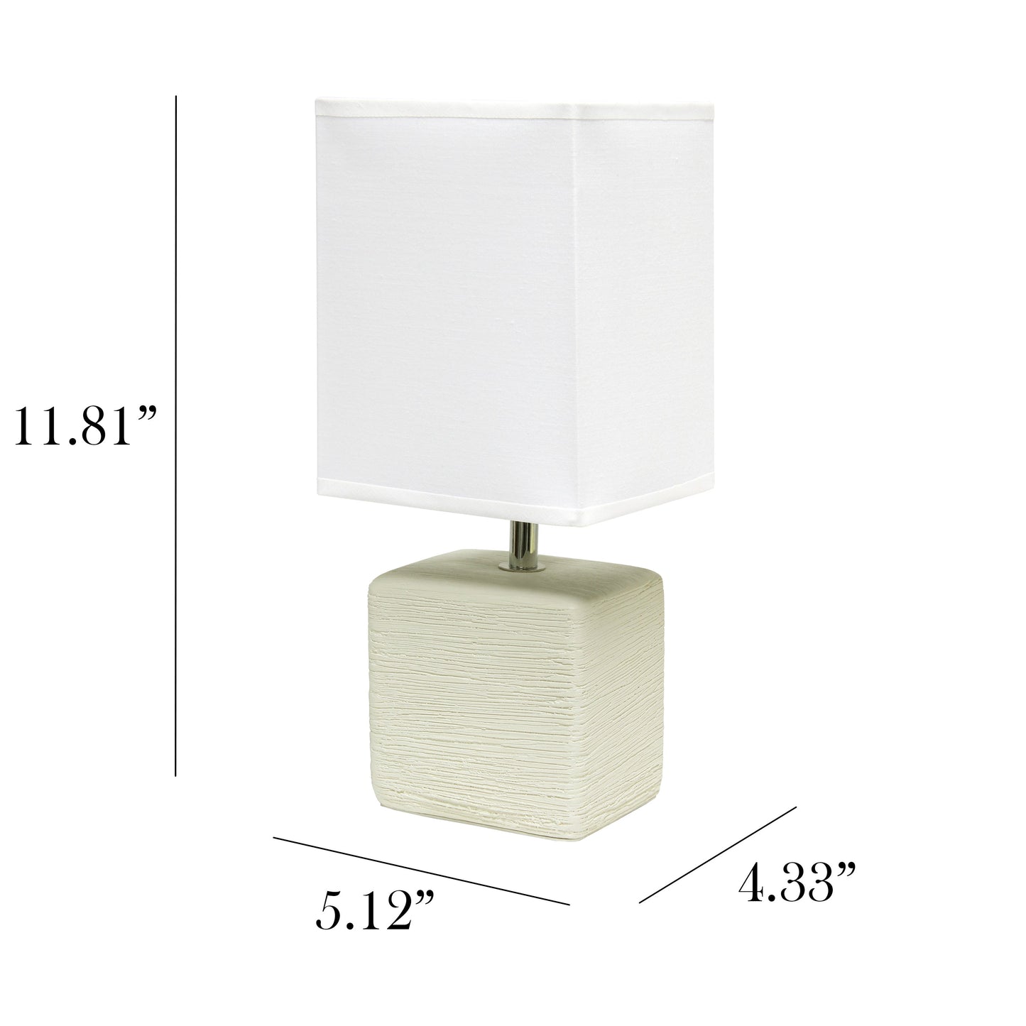 All The Rages Simple Designs Off-White Petite Faux Stone Table Lamp With White Fabric Shade