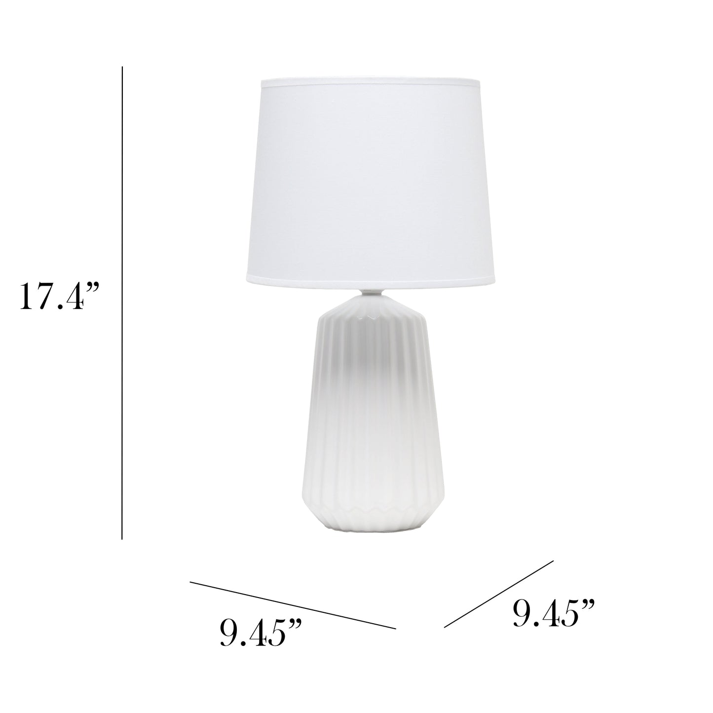 All The Rages Simple Designs Off White Pleated Base Table Lamp
