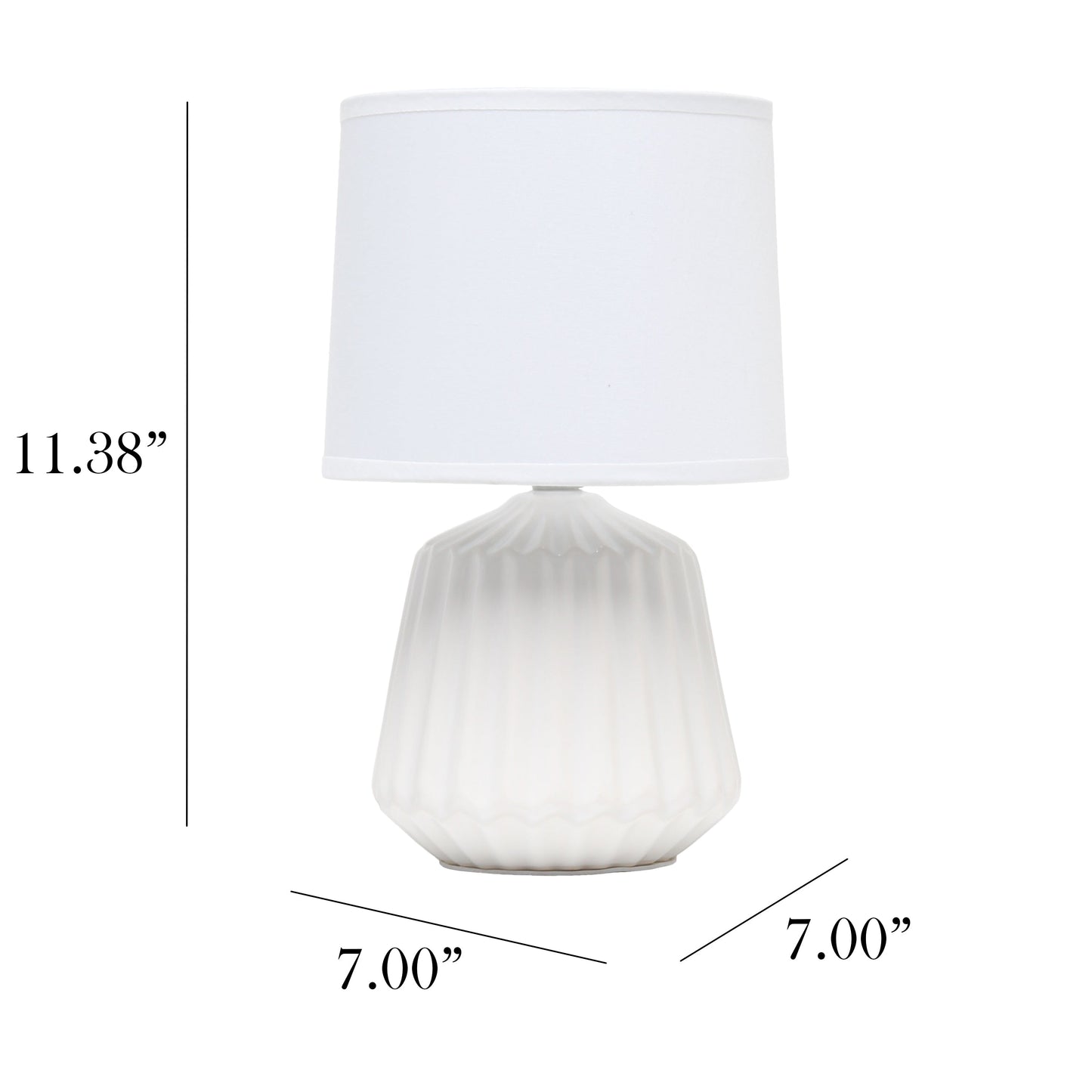All The Rages Simple Designs Petite Off White Pleated Base Table Lamp