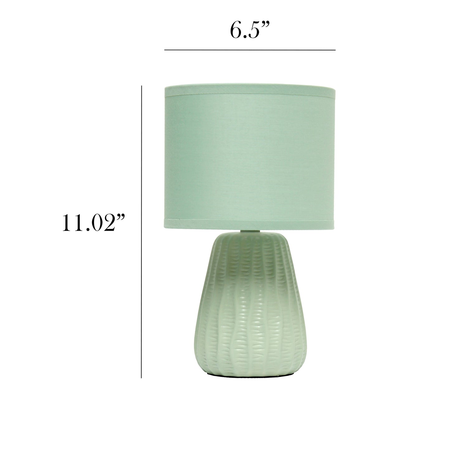 All The Rages Simple Designs Sage Green 11" Ceramic Texture Pastel Table Lamp With Matching Fabric Shade