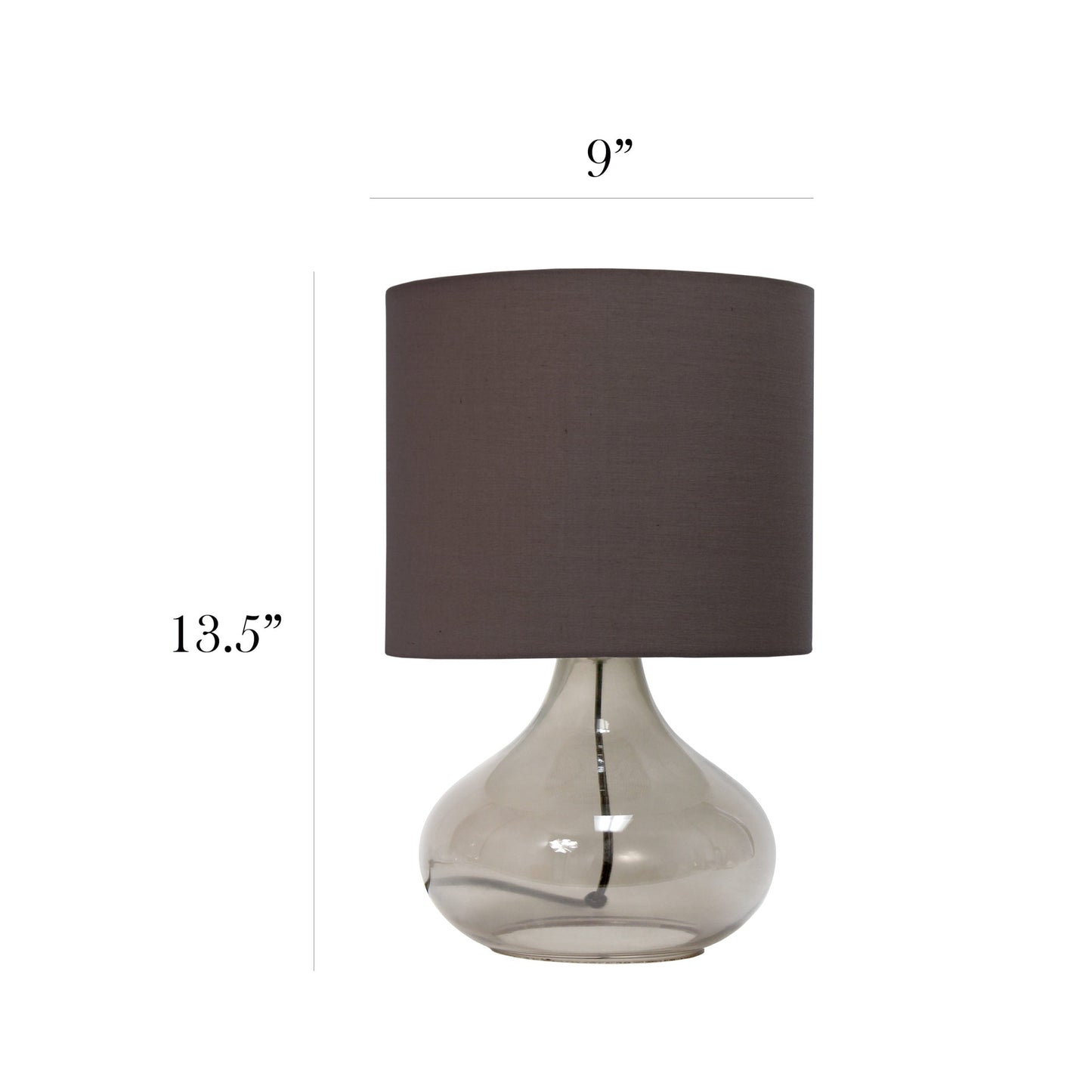 All The Rages Simple Designs Smoke Gray Glass Raindrop Table Lamp With Gray Fabric Shade