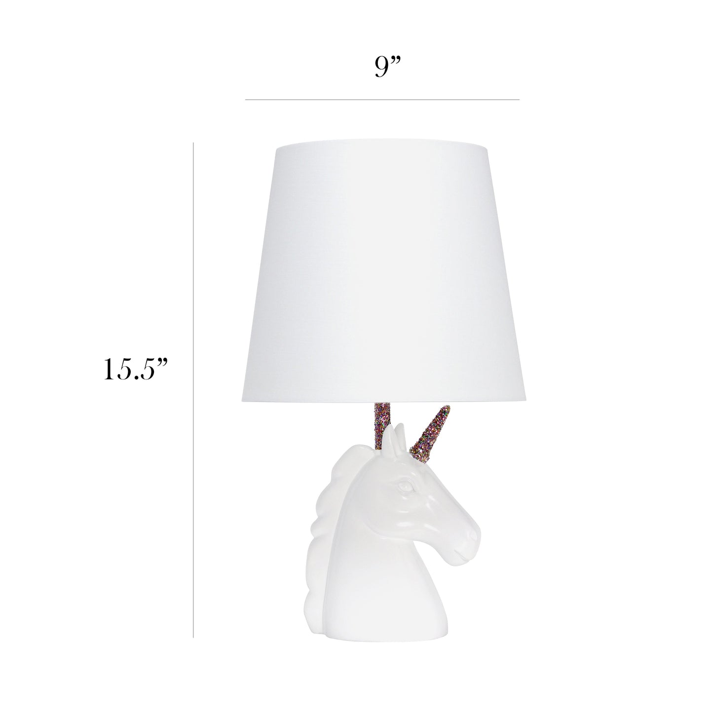 All The Rages Simple Designs Sparkling Rainbow & White Unicorn Table Lamp