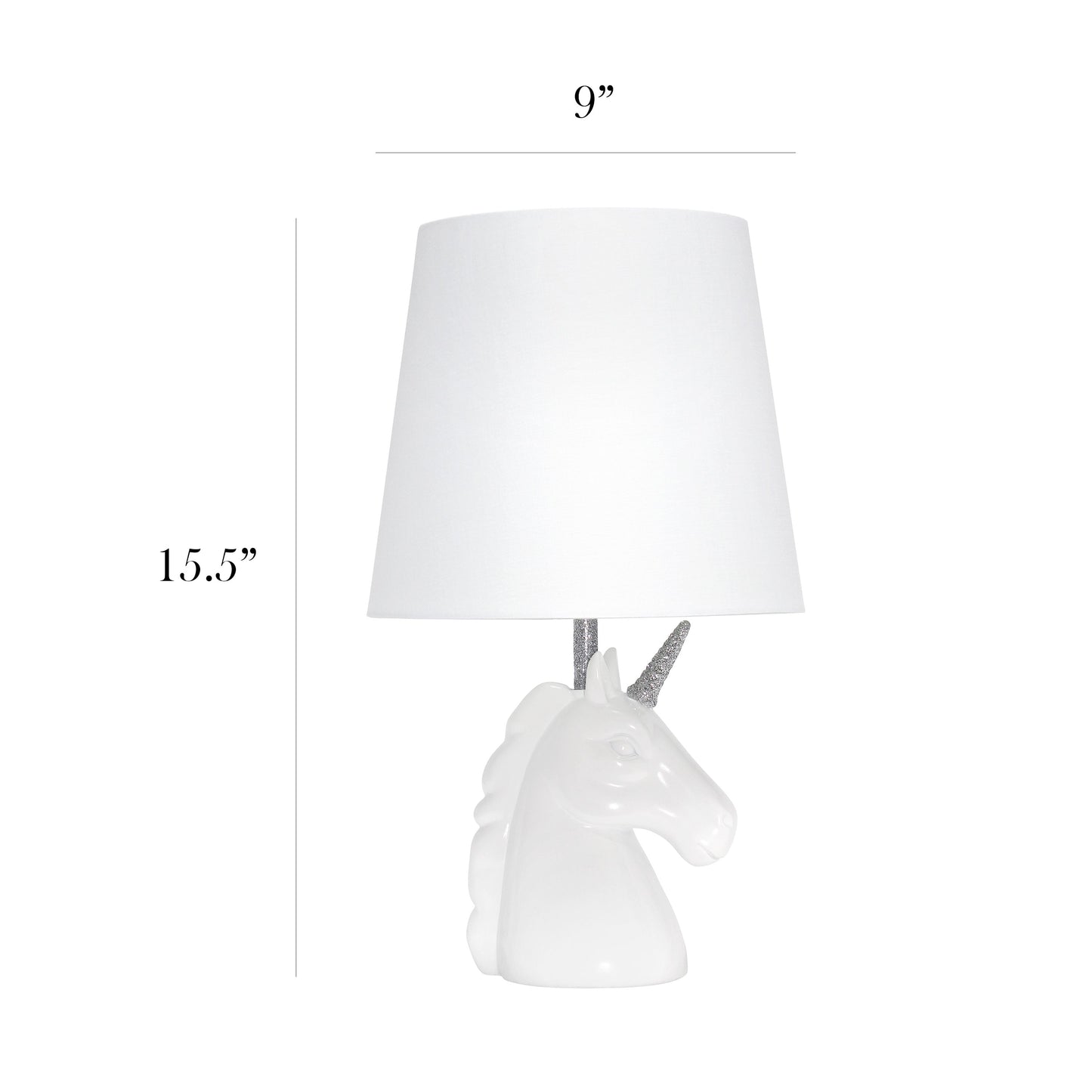 All The Rages Simple Designs Sparkling Silver & White Unicorn Table Lamp