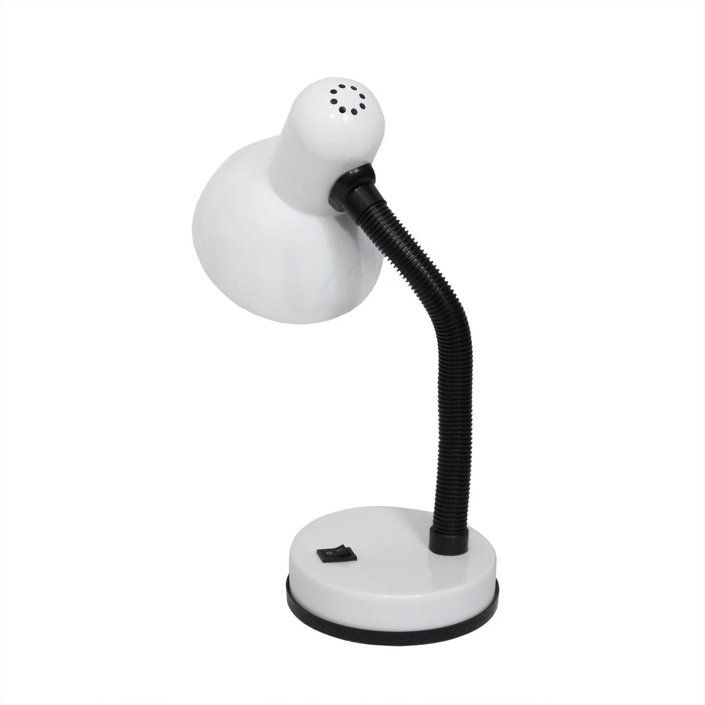 All The Rages Simple Designs White Basic Metal Desk Lamp With Flexible Hose Neck