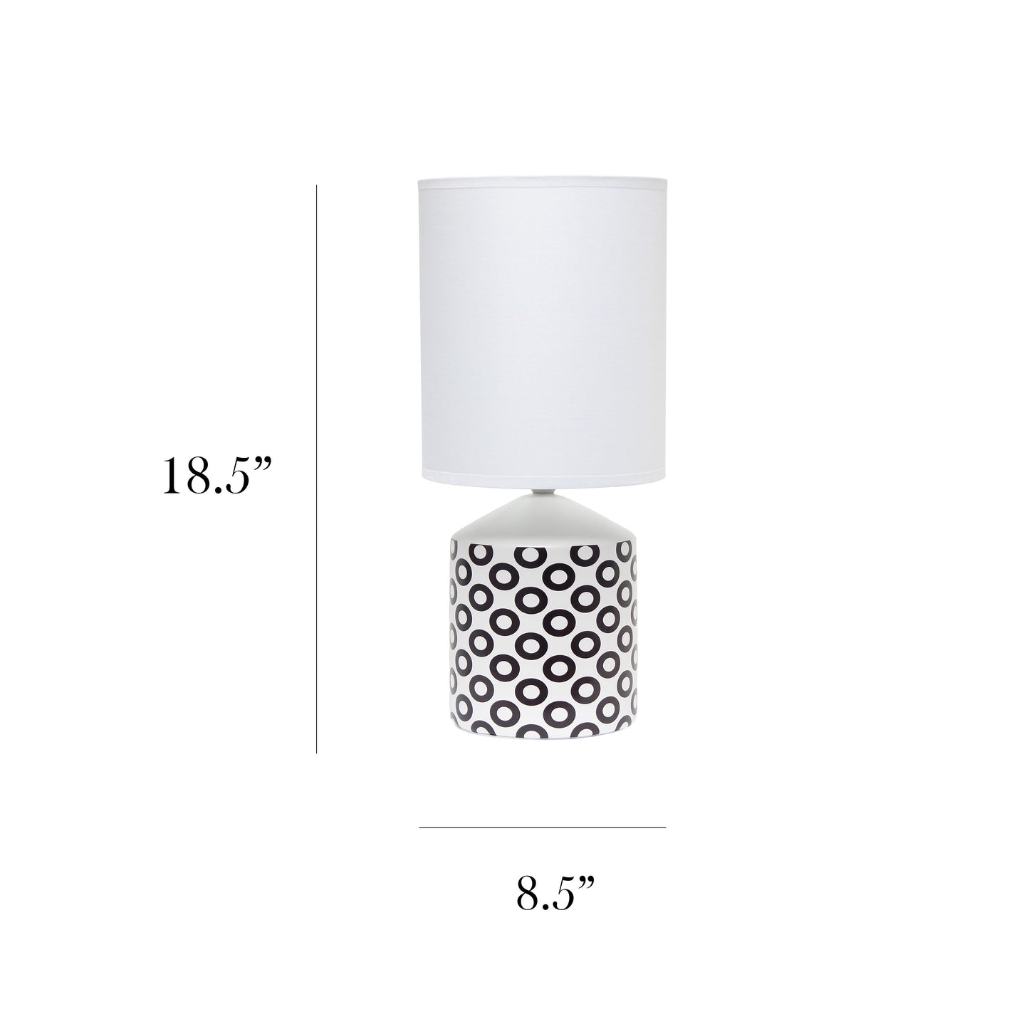 All The Rages Simple Designs White & Black Oval Prints Table Lamp