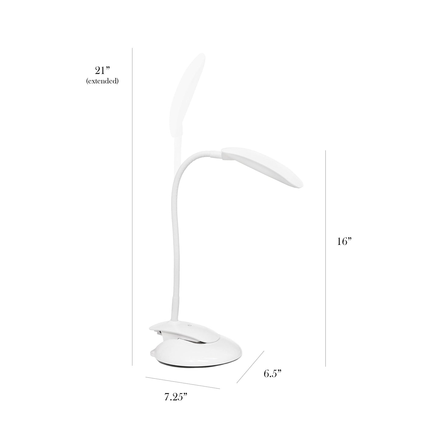 All The Rages Simple Designs White Flexi LED Rounded Clip Table Lamp