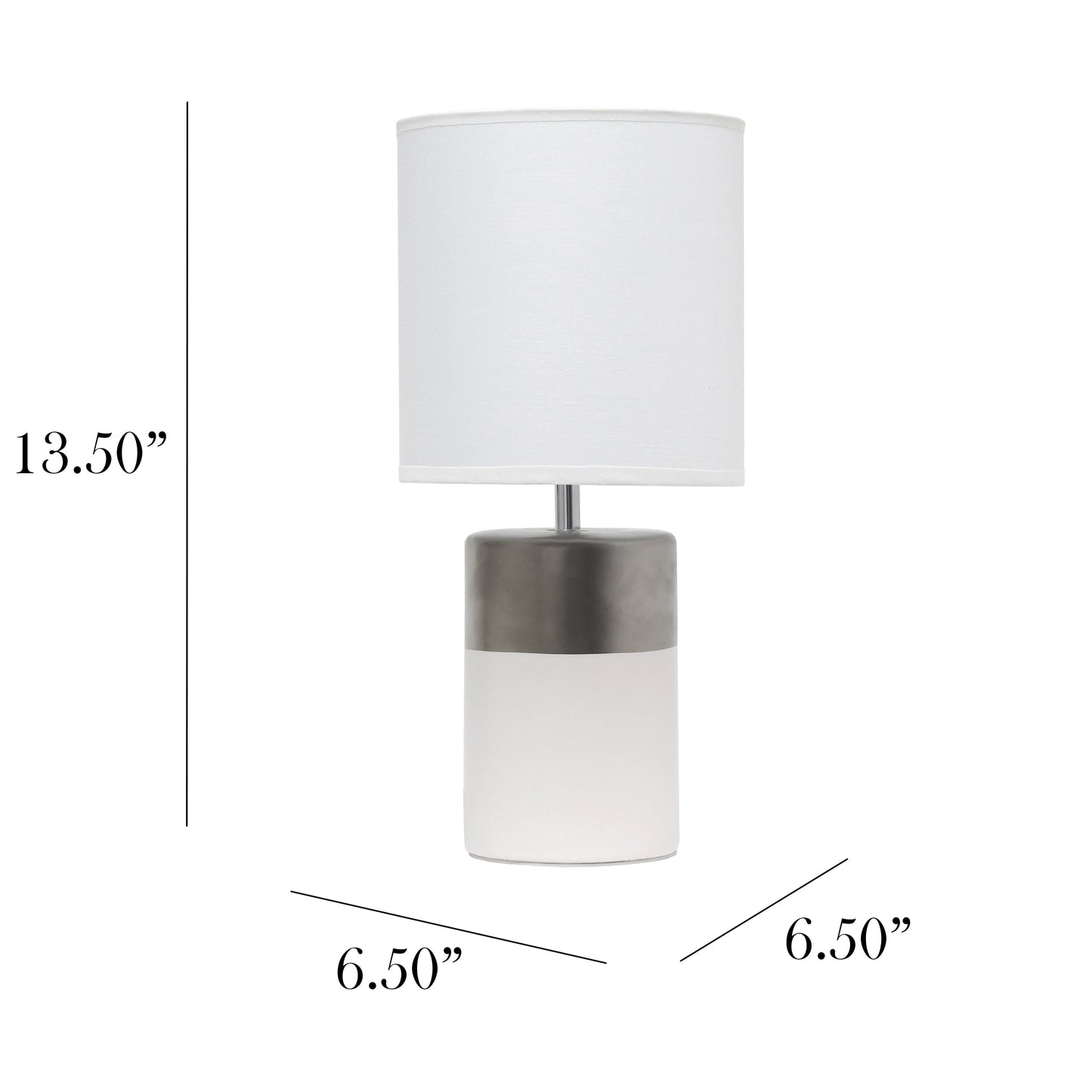 All The Rages Simple Designs White & Silver 2-Toned Basics Table Lamp