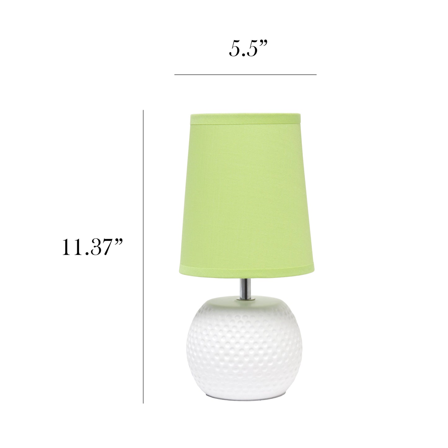 All The Rages Simple Designs White Studded Texture Ceramic Table Lamp With Green Shade
