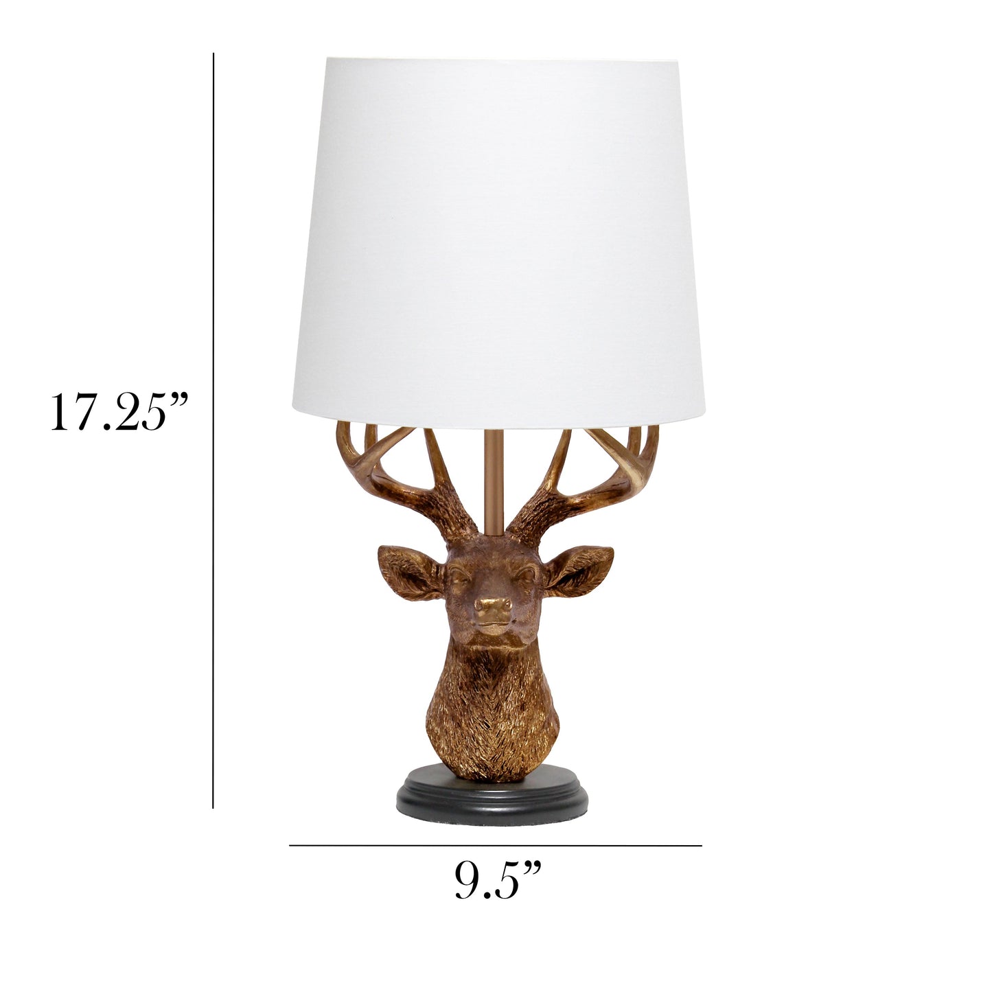 All The Rages Simple Designs Woodland 17" Tall Rustic Antler Copper Deer Table Lamp With Tapered White Fabric Shade