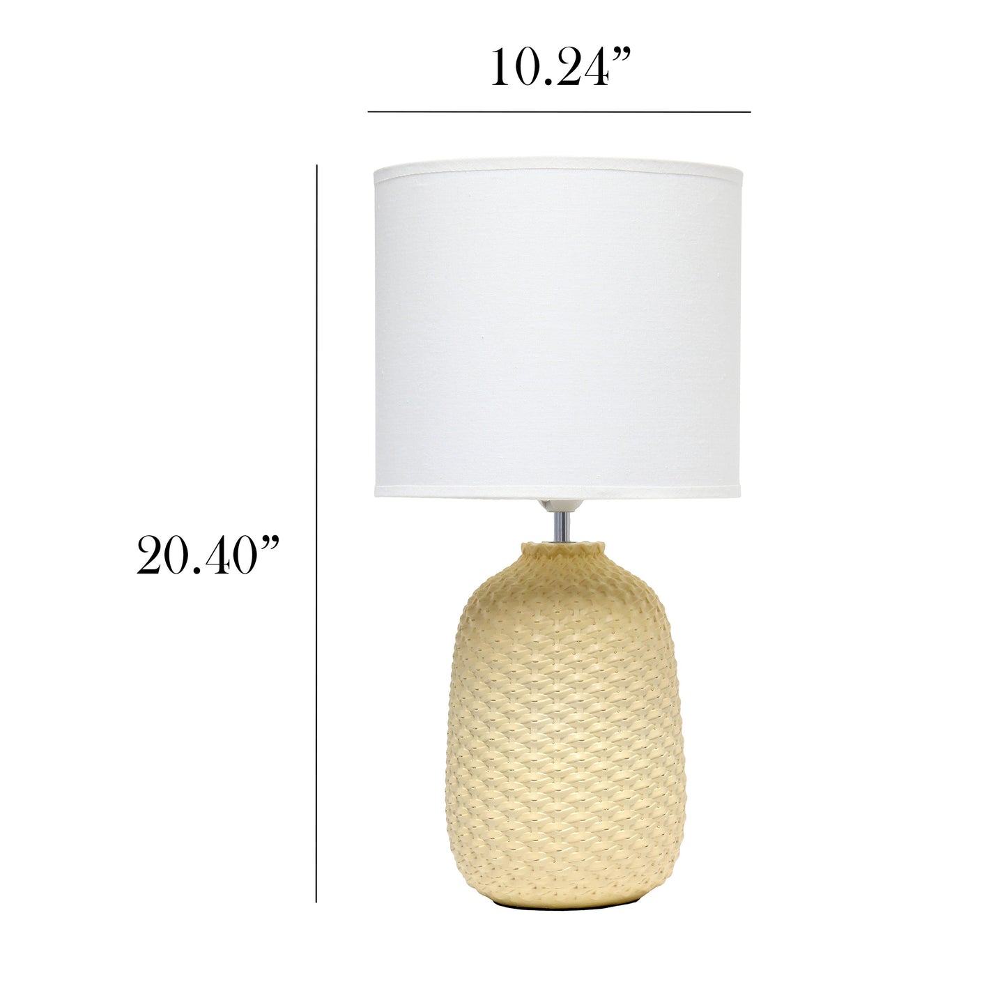 All The Rages Simple Designs Yellow 20" Ceramic Purled Texture Table Lamp With White Fabric Drum Shade