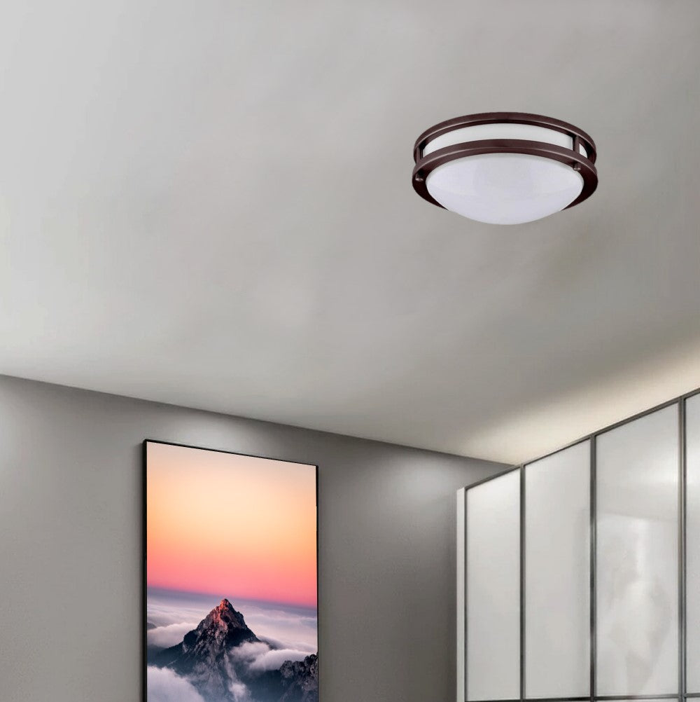 Amax Lighting 10" 15W LED Dimmable Bronze Flush Mount Lighting