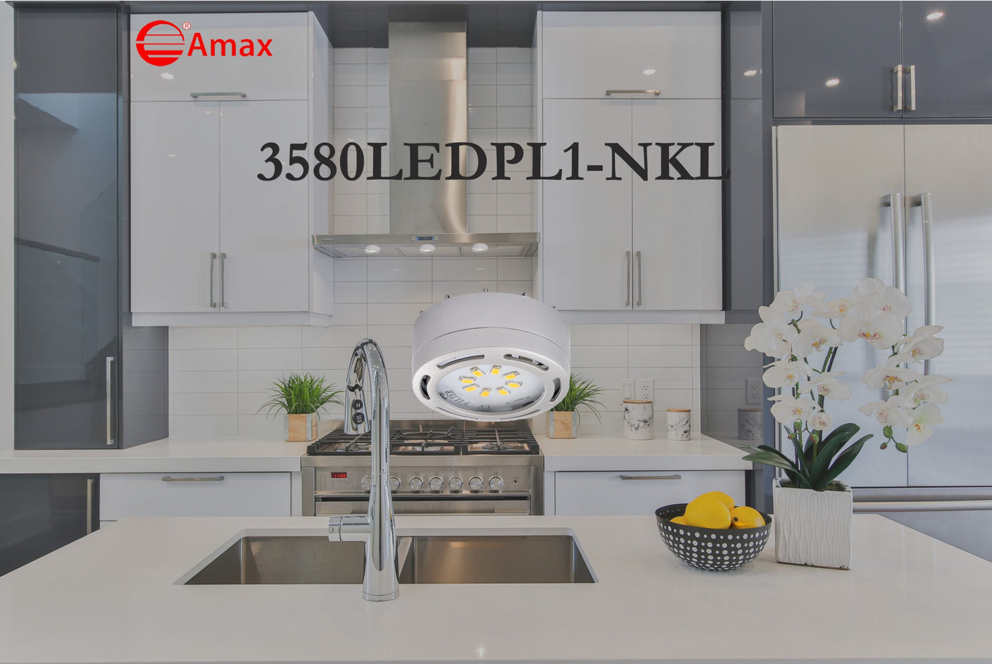 Amax Lighting 3-Light LED 12W 120V Dimmable Nickel Puck Light