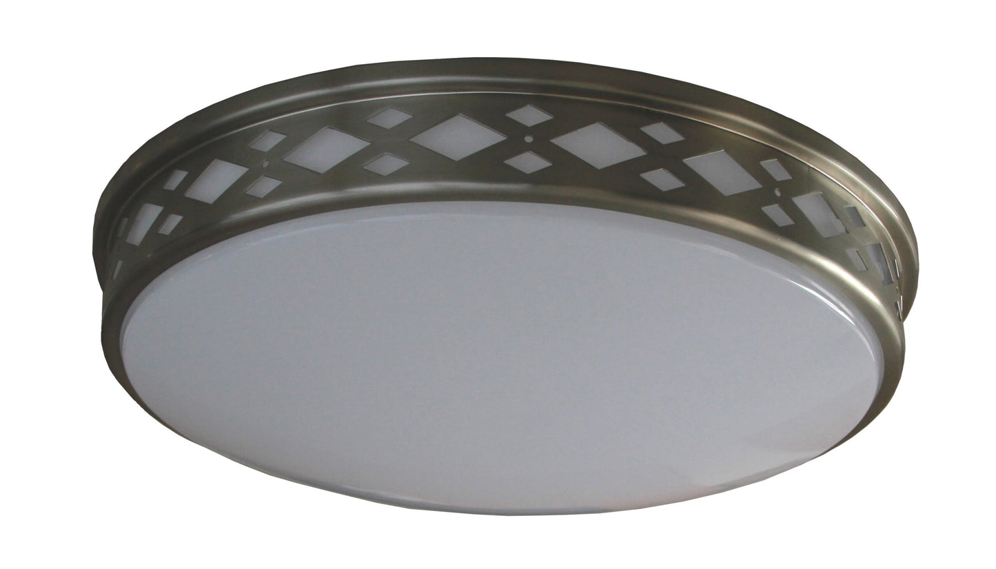 Amax Lighting LED-JR002D/BN-W 14" Diamond Lattice White Diffuser Metal Housing Brushed Nickel Flush Mount Lighting