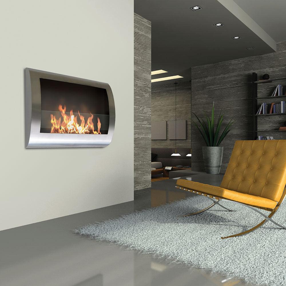Anywhere Fireplace Chelsea Stainless Steel Wall Mount Bio-ethanol Liquid Fuel Fireplace