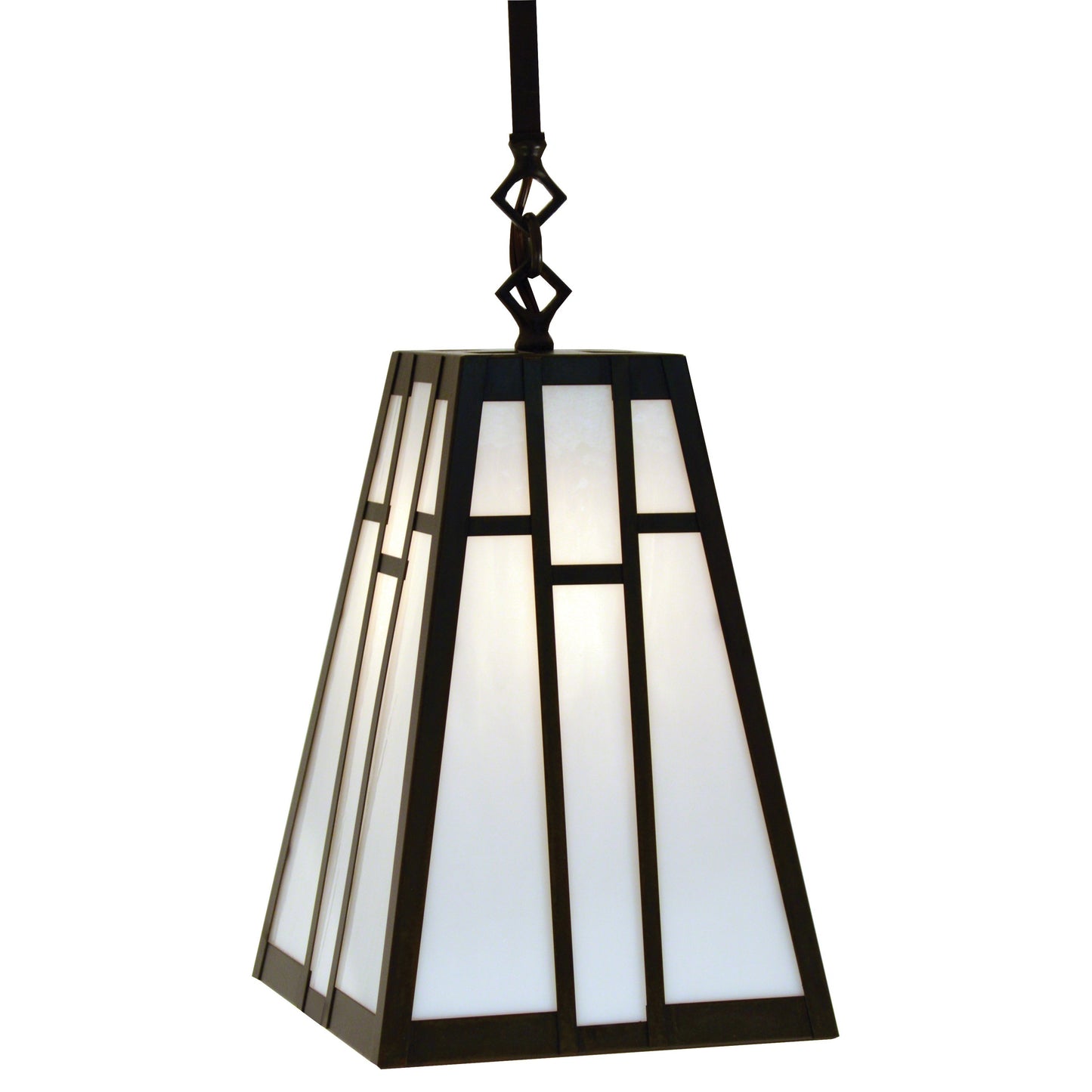 Arroyo Craftsman Asheville 8" x 13" Raw Copper Stem Mount Pendant With White Opalescent Glass Shade