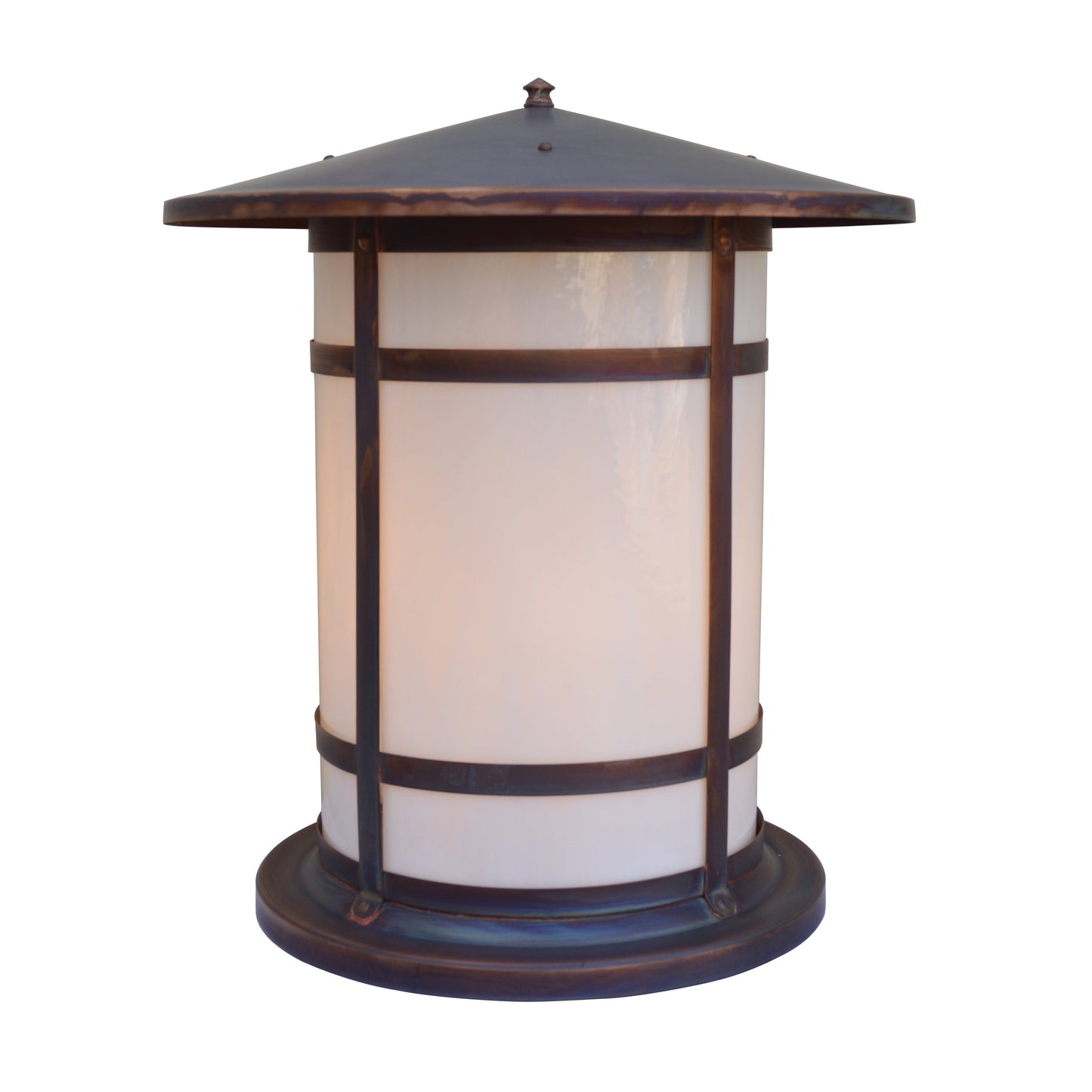 Arroyo Craftsman Berkeley 17"x 19" Satin Black Long Body Column Mount With Gold White Iridescent Glass Shade