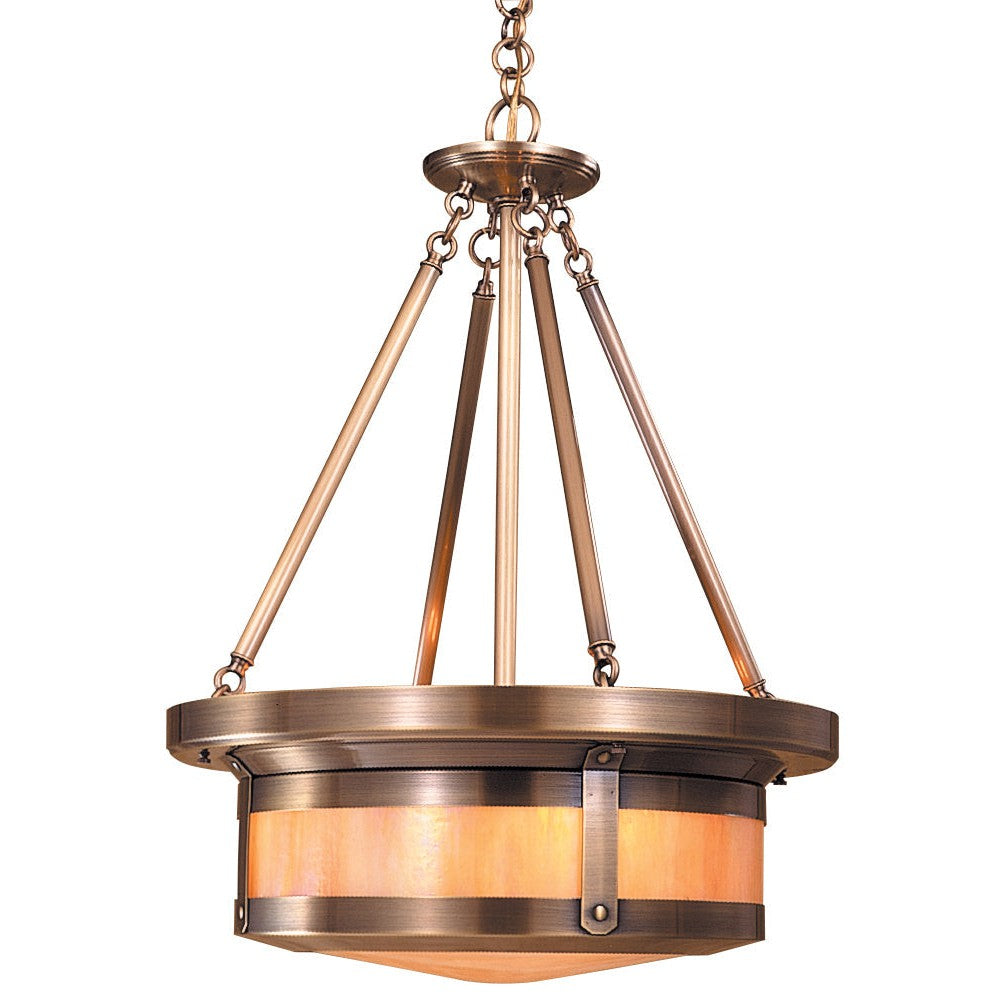 Arroyo Craftsman Berkeley 20" Rustic Brown Open Top Pendant With Frosted Glass Shade