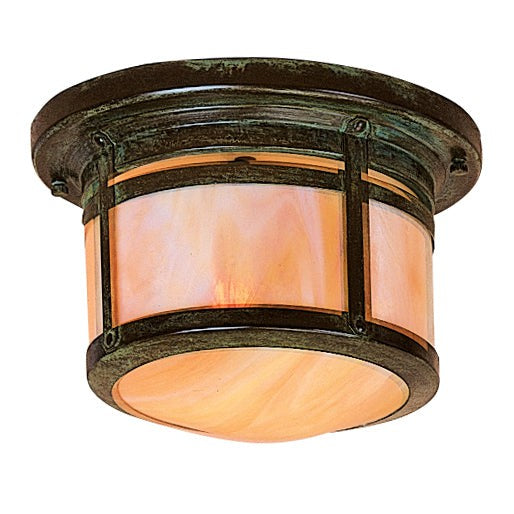 Arroyo Craftsman Berkeley 8" Slate Flush Ceiling Mount With Off White Glass Shade