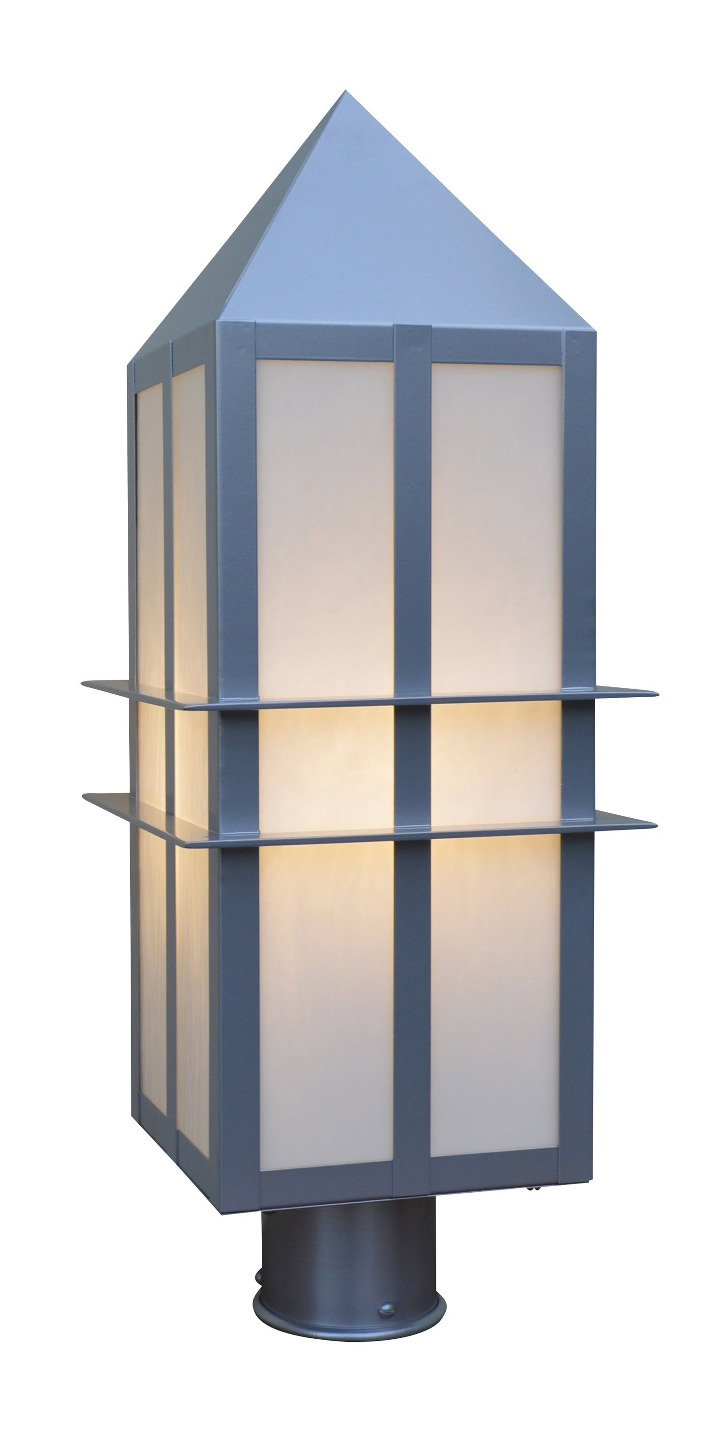 Arroyo Craftsman Bexley 9" Bronze Post Mount With White Opalescent Glass