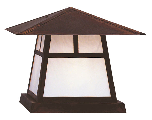 Arroyo Craftsman Carmel 15" Bronze Column Mount With Tan Glass and T-Bar Overlay
