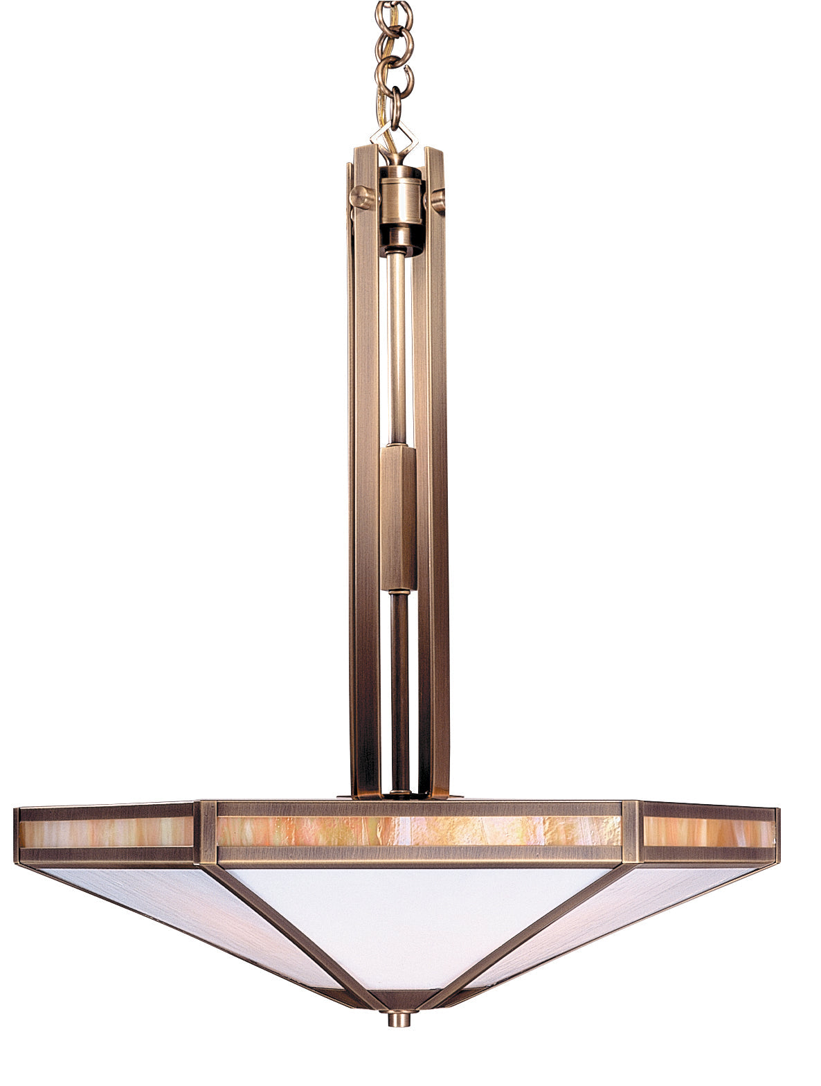 Arroyo Craftsman Etoile 21" Rustic Brown Inverted Chandelier Gold White Iridescent