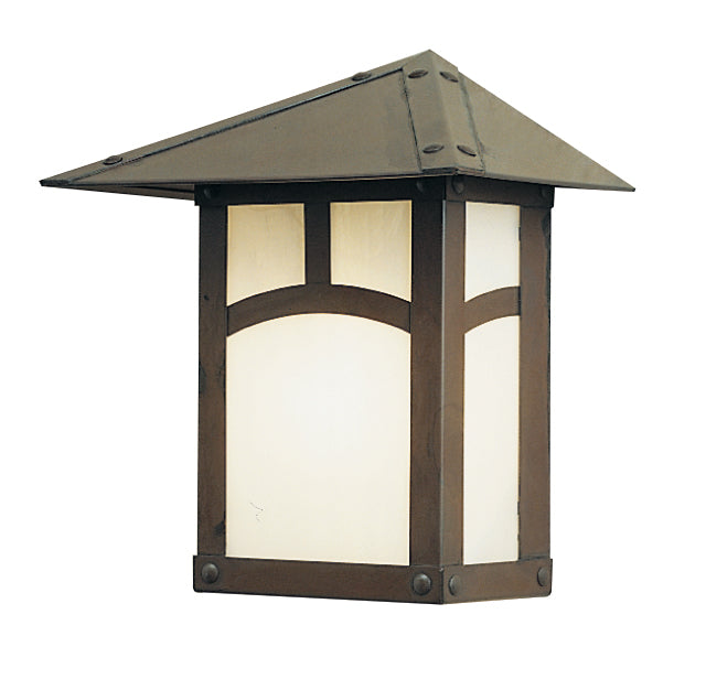 Arroyo Craftsman Evergreen 7" Bronze Flush Wall Mount With Tan Glass and Classic Arch Overlay