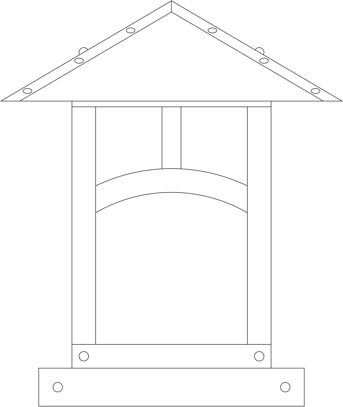 Arroyo Craftsman Evergreen 9" Antique Copper Column Mount With Off White Glass