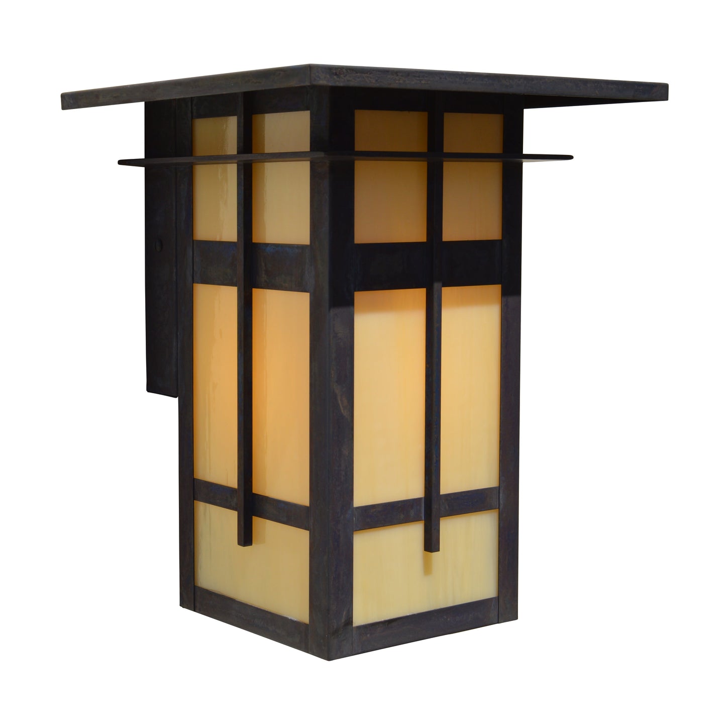 Arroyo Craftsman Finsbury 10" Antique Copper Wall Mount With Tan Glass