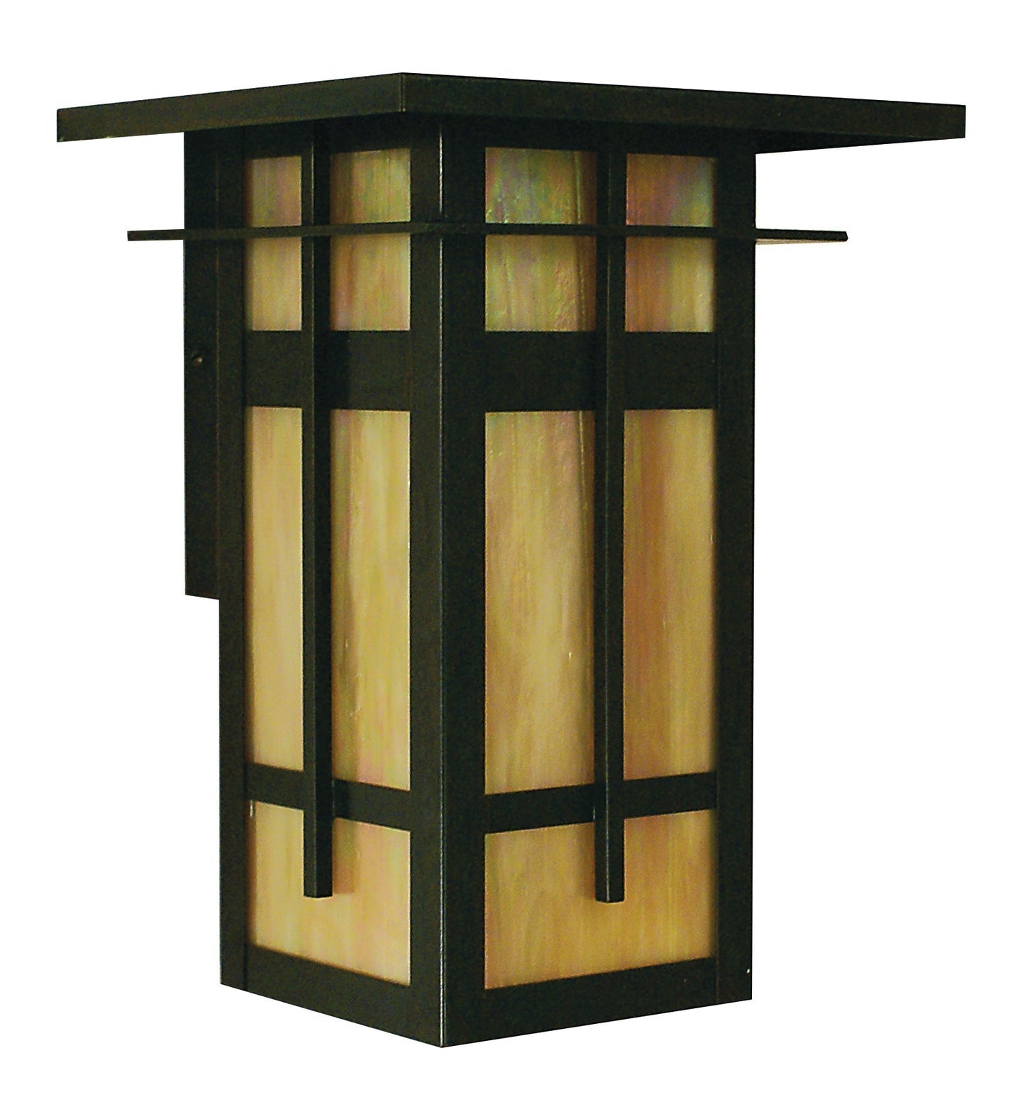 Arroyo Craftsman Finsbury 8" Antique Brass Long Body Flush Wall Mount With Cream Glass