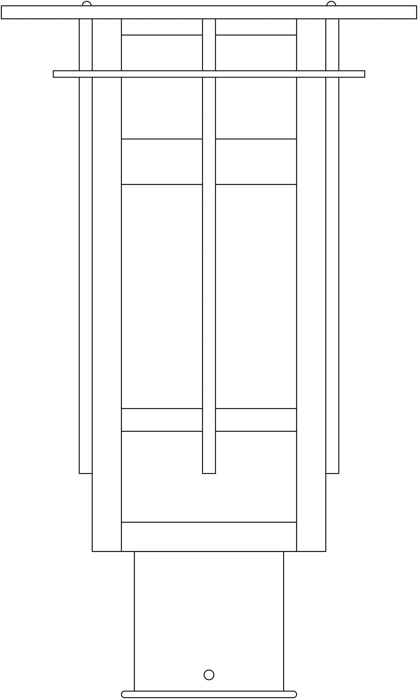Arroyo Craftsman Finsbury 8" Rustic Brown Long Body Post Mount With Off White Glass