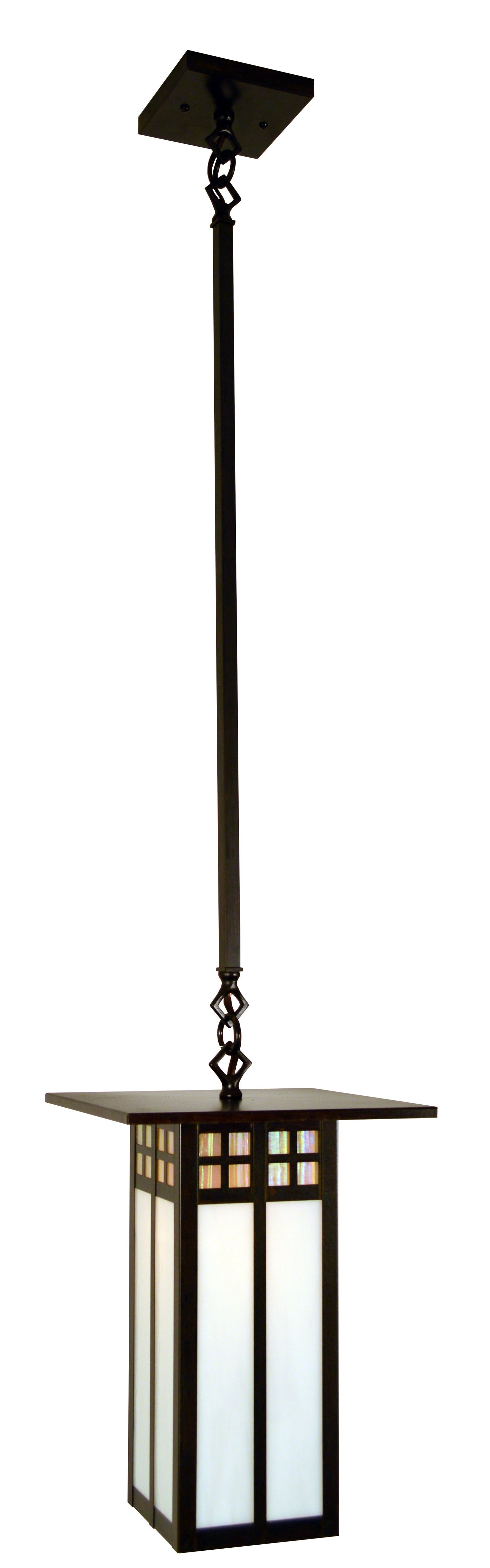 Arroyo Craftsman Glasgow 9" Raw Copper Long Body Stem Mount Pendant With Cream Glass