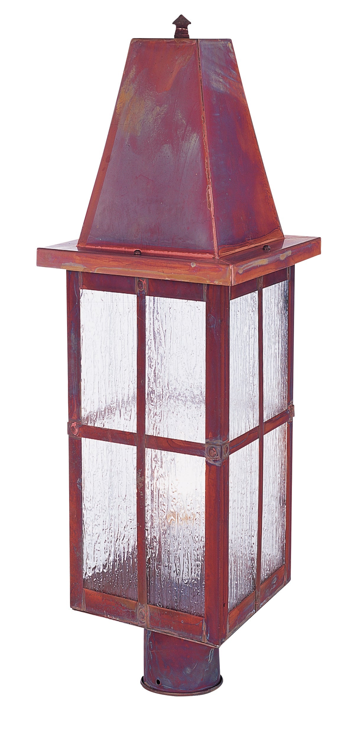 Arroyo Craftsman Hartford 8" Antique Copper Long Body Post Mount With Almond Mica Glass
