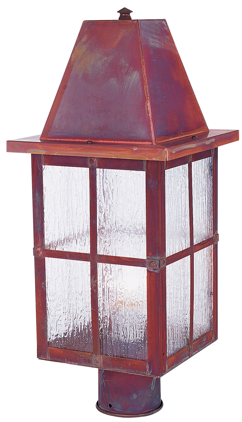 Arroyo Craftsman Hartford 8" Rustic Brown Post Mount With Gold White Iridescent Glass