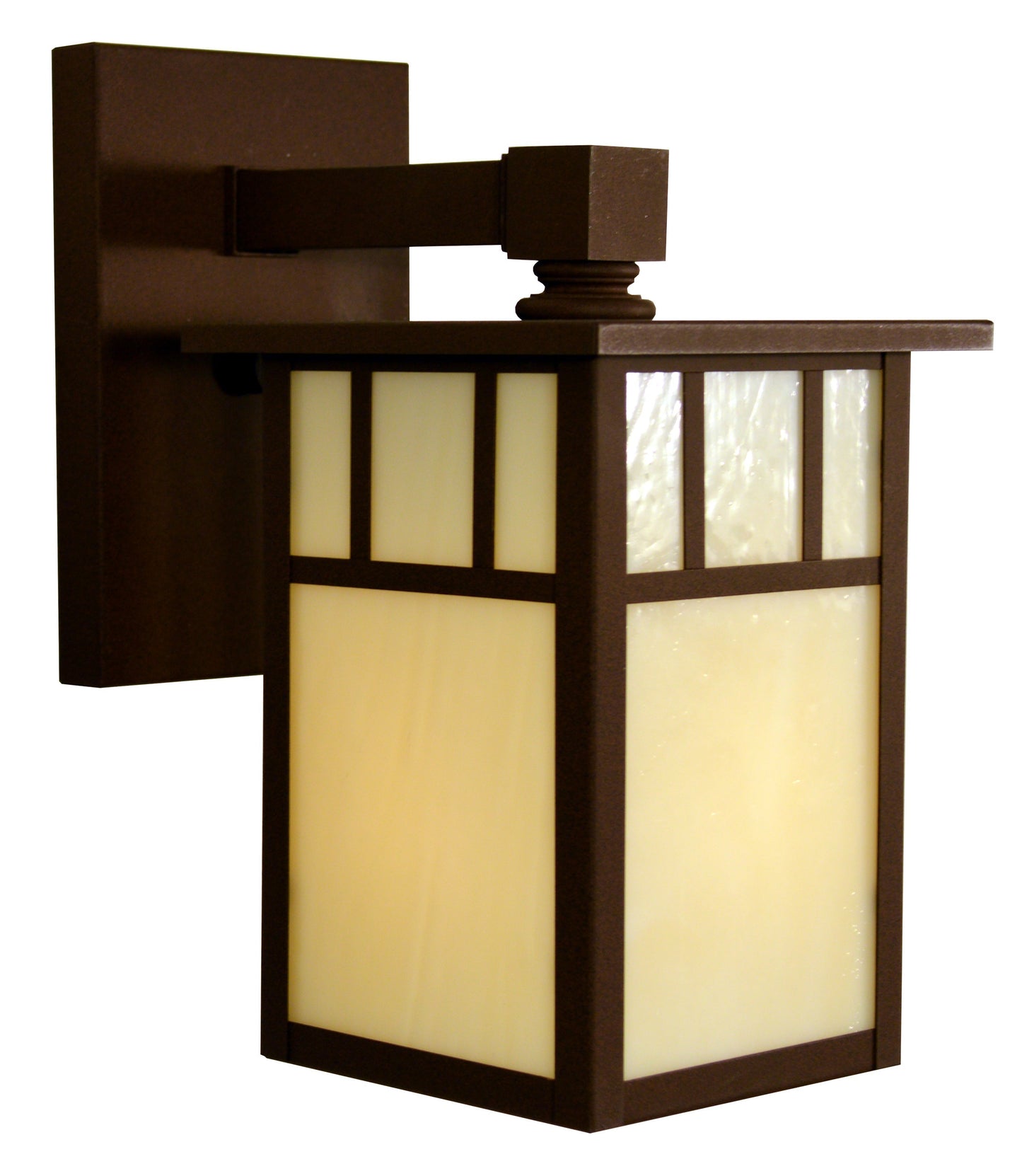 Arroyo Craftsman Huntington 4" Bronze Wall Mount With Rain Mist Glass and Double T-Bar Overlay