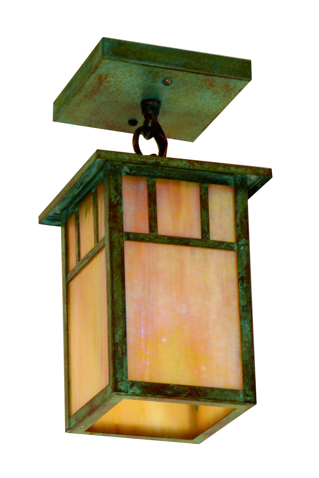 Arroyo Craftsman Huntington 4" Pewter One Light Ceiling Mount With Frosted Glass and Classic Arch Overlay