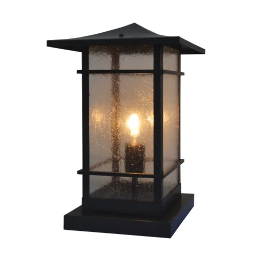 Arroyo Craftsman Katsura 7" Verdigris Patina Column Mount With Frosted Glass and Toshi Overlay