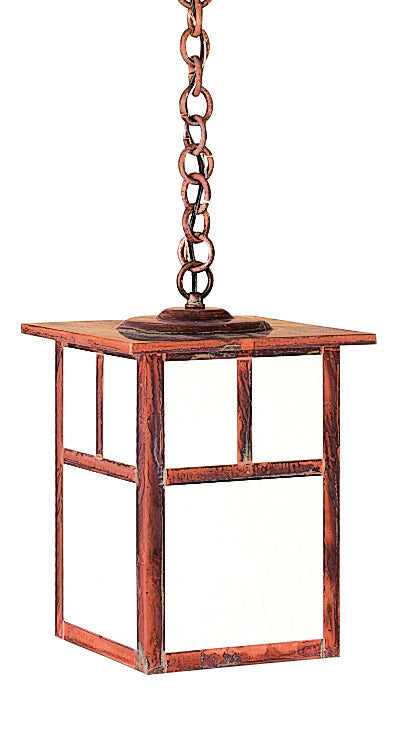 Arroyo Craftsman Mission 10" Satin Black Pendant Lighting With White Opalescent Glass and T-Bar Overlay